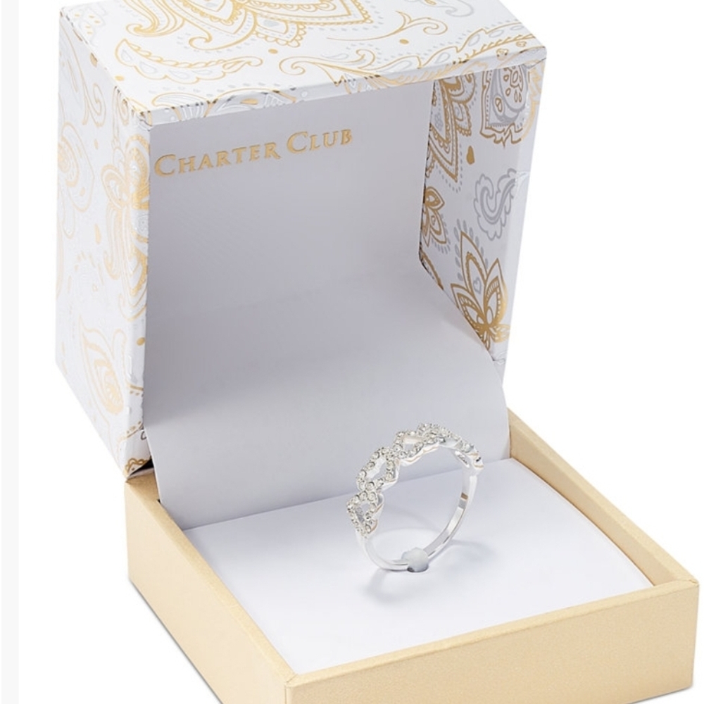 NWT Charter Club Silver Ring Heart Design